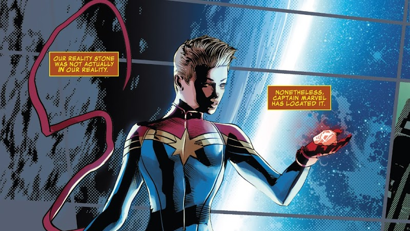 Carol holding the Reality Stone in the pages of Infinity Countdown Prime.